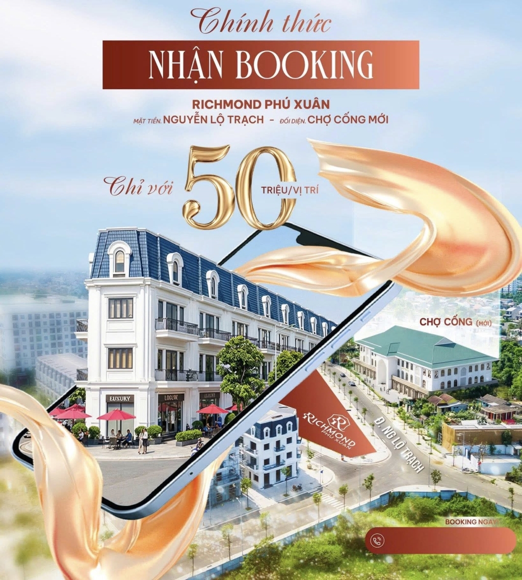 Richmond Phú Xuân: Siêu phẩm 2 mặt tiền đối diện chợ Cống Mới, cơ hội đầu tư sinh lời