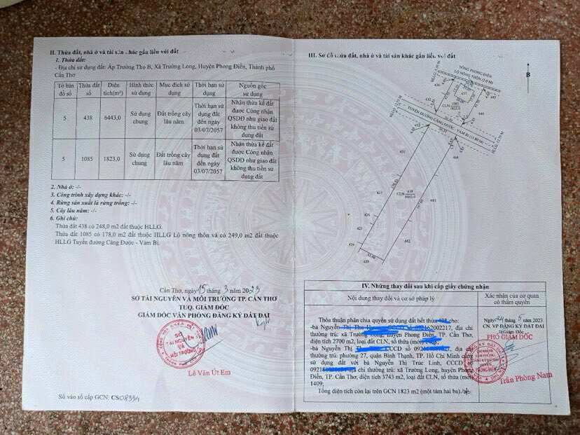 Bán đất 2.173m2 Cần Thơ, view sông đẹp, có 3 nhà, cây trái, lộ ô tô, 6.1 tỷ